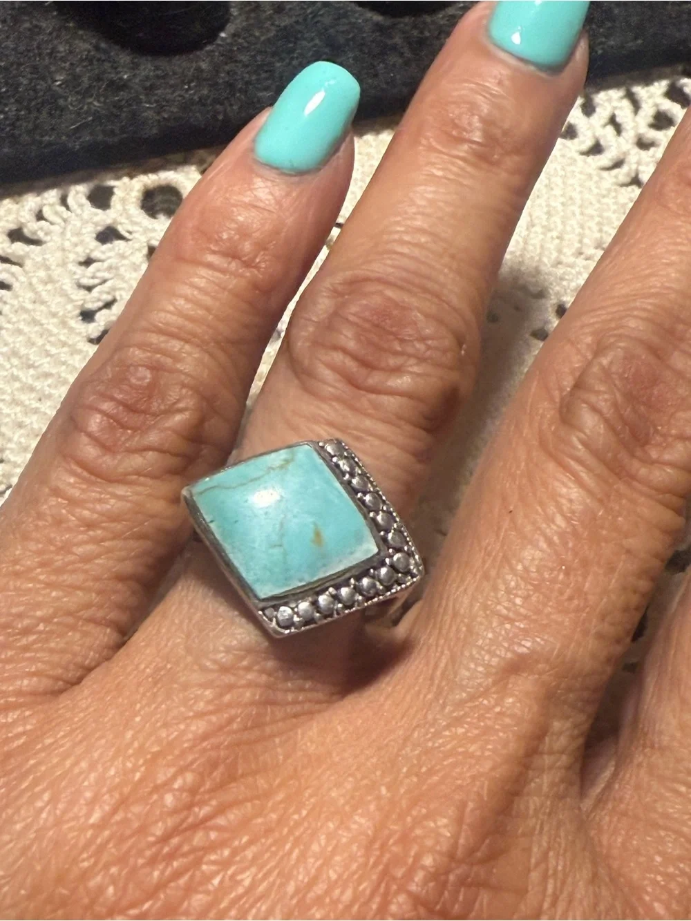 Sterling Silver Turquoise Statement Ring -
